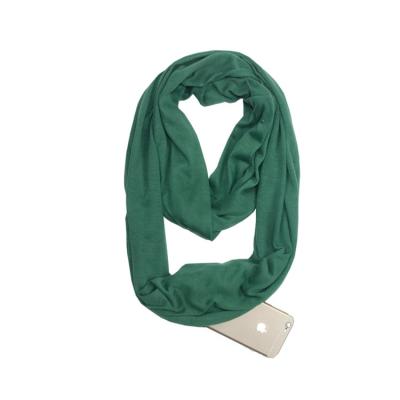 China Multifunctional Wrinkle Hot Selling Buckle Women Scarf With Hidden Zipper Pocket Ladies Infinity Scarf for sale