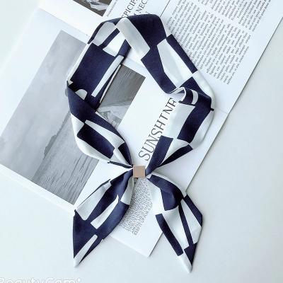 China Cheap Long Satin Scarf Silk Handbag Wraps Bag Scarf Wrist Band Ribbon Scarf for sale