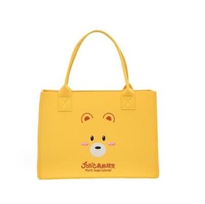 China Europe Wholesale Multiple Colors Two Straps Logo Custom Felt Tote Bag Shopping Reusable Custom Logo Eco-friendly for sale