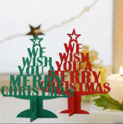 China Festival Home Decoration Bell Pendants kids Kindergarten DIY Felt toy Merry Christmas Decor For Home Party Desktop Decor Mini Christmas Tree for sale