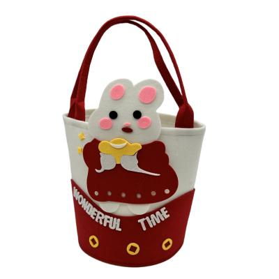 China Eco-friendly DIY For Festival Party Easter Kids Eggs Tote Bags Basket Felt Cloth Bunny Easter Candy Toy Storage small gift Handbag for sale