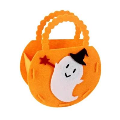 China Eco-friendly Halloween Candy Bag Ghost Handheld Felt Pumpkin Bag Trick or Treat Kids Candy Gift Package Happy Halloween Day Party Supplies for sale