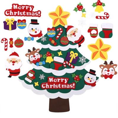 China Festival Home Decoration DIY Felt Christmas Tree 37PCS Ornament Wall Hanging Navidad 2023 Xmas Kid Gifts Party Supplies Christmas Decoration For Home for sale