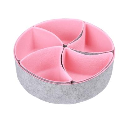 China Modern felt storage bin office kitchen round Shallow Small Desk organizer trays Drawer dividers festival gift Set Drawer organizers for sale