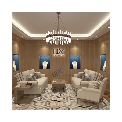 China LUX Design Latest Jewelry Shop Display Furniture with Gold Luxury Design Showcase Shop for Jewelry Store 5 Years Quality Warranty for sale