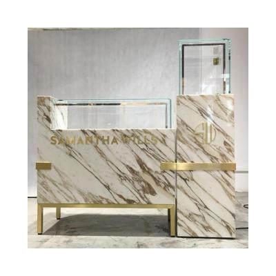 China LUX Design Luxury Modern Simple Universal Jewelry Store Showcase With Marble Surface For High End Style Jewelry Display 5 Years Quality Warranty for sale