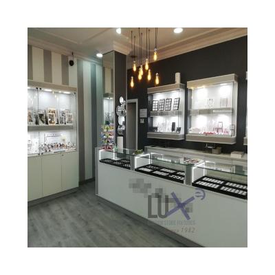 China LUX Hot Sale Popular White Mirror Jewelry Cabinet Display Rack Lockable Jewelry Showcase 5 Years Quality Warranty for sale