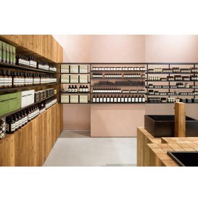 China Eco-friendly creative wood simple fragrance store interior decoration, display furniture design for retail store for sale