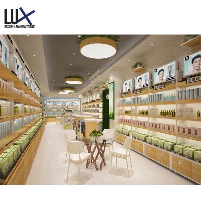 China Eco - Friendly Cosmetics Shop Display Cabinet Cosmetic Store Furniture Cosmetic Store Wall Designs for sale