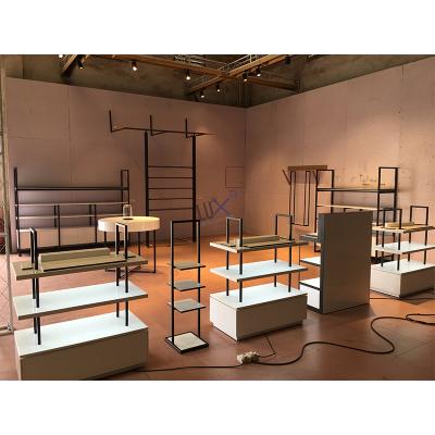 China LUX Design Cosmetic Shop Retail Single Sided Display Rack With Anti-chemical Painting MDF And Metal Frame Design For Cosmetic Shop Display for sale