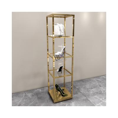 China LUX Design Factory Custom Ladies Clothes Store Fixtures With Gold Display Rack 5 Years Quality Warranty for sale