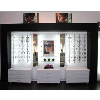 China Eco - Friendly Optical Wall Shop Display Counter Luxurious Lighting Design For Optical Shop for sale