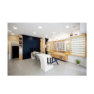 China LUX Optical Shop Interior Design Decoration Shop Optical Furniture Display Cabinets 5 Years Quality Warranty for sale