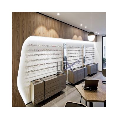 China Lux Design Wall Mounted Eyewear Top Shelf Show Eyeglass Optical Display Showcase Cabinet 5 Years Quality Warranty for sale