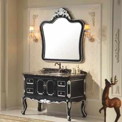 China Contemporary Classic Solid Wood Bathroom Vanity With Black Discovery Silver for sale