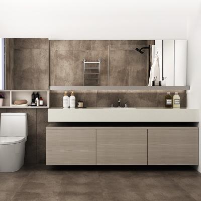 China 2022 modern Euro-modern design bathroom vanity with ceramic basin hotel washroom cabinets and mirror cabinets for sale