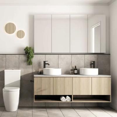 China Modern Italy Modern Bathroom Vanity With Under Mounted Ceramic Basin And Storage Units Including Wall Mounted Mirror for sale