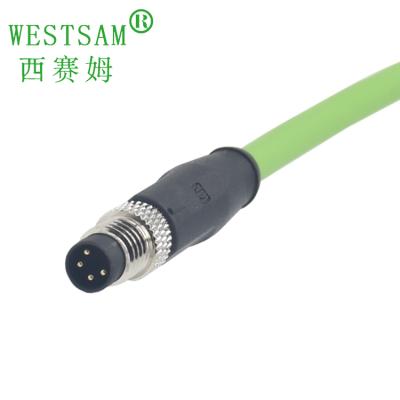 China Waterproof M8 4 Pin Male Circular Connector Assembly Automotive EtherCAT Profinet 1m Industrial Cable IP67 Automaiton for sale