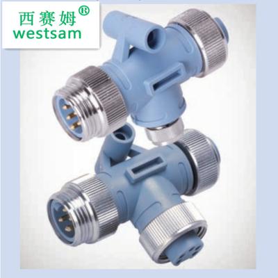 China Power IP67 M12 Circular Male Female Mini Tee Connector NMEA2000 Plug for sale