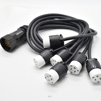 China 15A Split Cable 6 Circuit Breakout Edison Plug IGNITION To Socapex 19 Pin Male Connector for sale