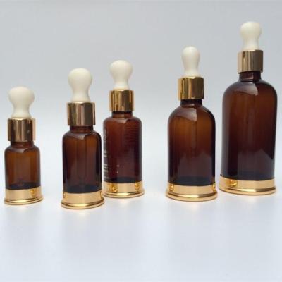 Cina crema Amber Bottle With Aluminum Collar/base di vetro dell'occhio 50ml in vendita