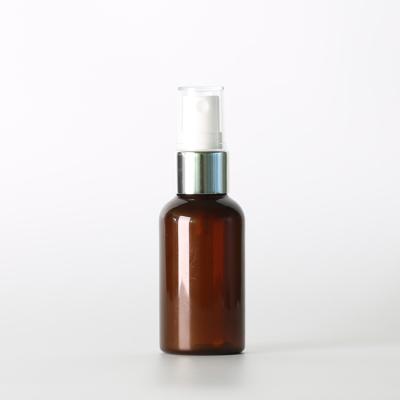 China Empty Plastic Cosmetic Spray Bottle Amber Color Custom Pet Mist 50ml Spray Bottle for sale