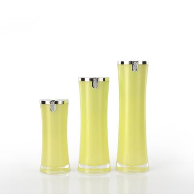 China Personal Care Airless Cosmetic Bottles PP Slide Nozzle With Lock Yellow Color for sale