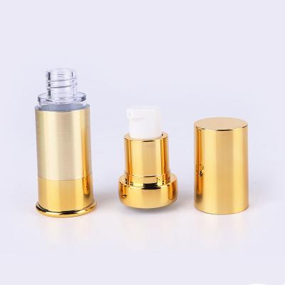 China Gold Plating Acrylic Airless Cosmetic Bottles Airless Pump Bottle AS Material for sale