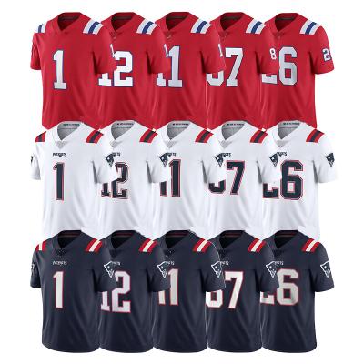 China New Factory Breathable Design Patriots Stitched American Football Jersey Men's Team Uniform #12 Tom Brady #1 NEWTON #12 BRADY for sale