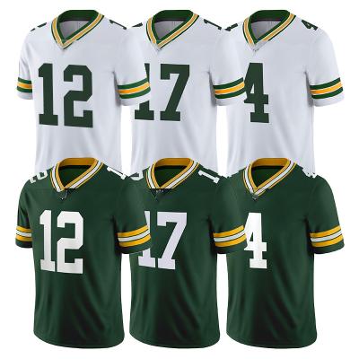 China Wholesale Breathable Green Bay Pitched High Quality American Football Jersey Mens Team Uniform #12 Rodgers Packer's Wear for sale