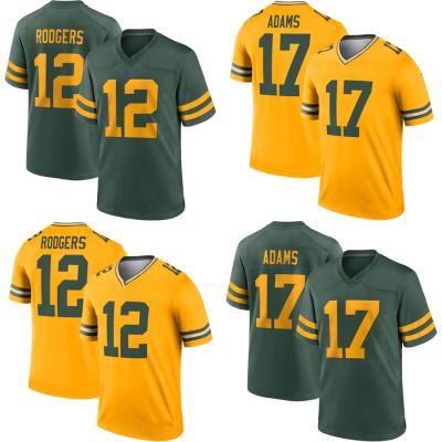 China Wholesale Breathable Green Bay City Stitched Packer s Team Uniform #12 Aaron Rodgers #17 Davante Adams American Football Jersey Mens for sale