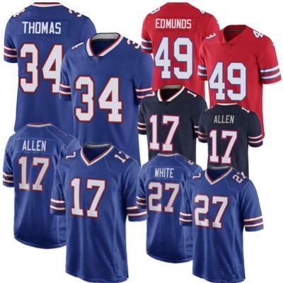 China Wholesale Breathable Buffalo Bills Stitched Team Uniform #17 ALLEN Shirt Mens High Quality American Football Sports Embroidery Tank Top for sale