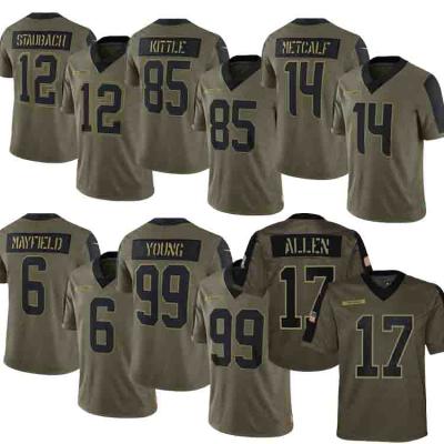 China To Service Limited 2021 Breathable High Quality Olive Stitched American Football Jersey #12 STAUBACH #17 ADAMS #14 DIGGS Mens Football Shirt for sale