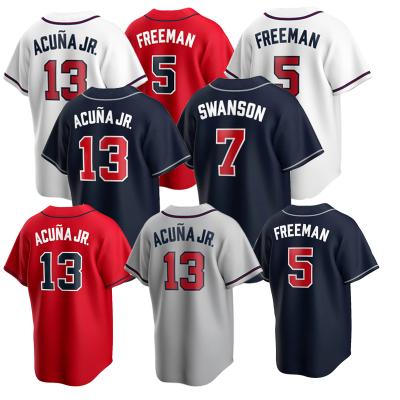 China New Breathable Braves Baseball Shirt High Quality Net Embroidered Baseball Jersey Atlanta City 13 Acuna JR 5Freeman 7Swanson Wholesa Wholesa for sale