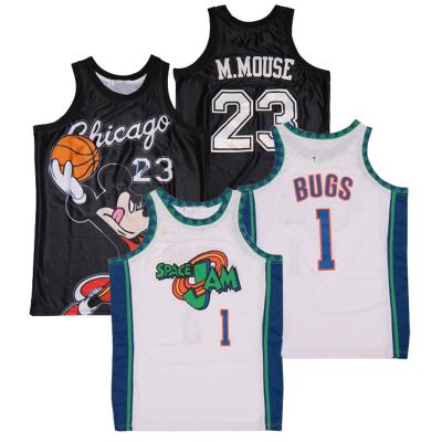 China Wholesale High Quality Antibacterial Mens Basketball Tank Tops Embroidery Wear #1 Stitched BUGs Customize Uniform 2021 New Season for sale