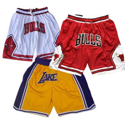 China Don Bulls Zipper Pockets Fashion Soft Cheap Wholesale Antibacterial Laker Men's Sports Just Shorts New Stitched Wear 2021 Season for sale