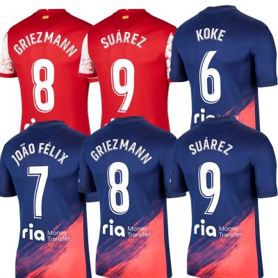 China Shirts & Spain alt Thailand soccer tops wears Madrid high quality 2021-2022 #9 SUARZE #6 KOKE #8 Griezmann Home Ropa de Futbol Wholesale for sale