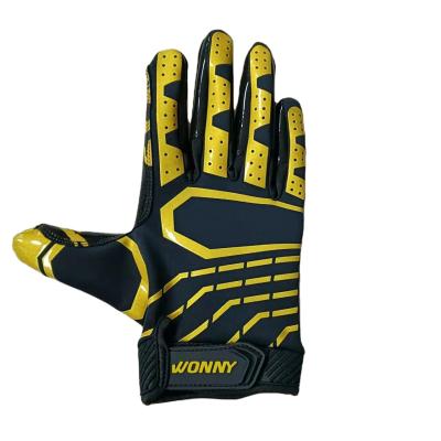 China Wholesale new design custom made sticky silicone breathable printing football goalie american football receiver gloves for sale