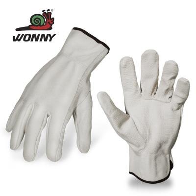 China Wonny Factory Breathable Cheap Price Manufacturer Wholesale Leather Safety Gloves for sale