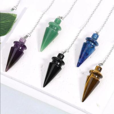 China Europe Wholesale Natural Stone Reiki Meditation Healing Clear Quartz Healing Crystals Divinatory Pendulum For Dowsing Reading A040 for sale