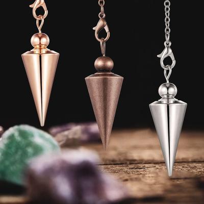 China Europe Cheap Cone Metal Pendulos Dowser Physical Antique Copper Pendulums for Dowsing Divination Balance Spiritual A049 for sale