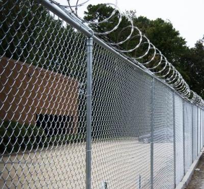 China Chain Link Mesh Fencing system with razor wire for sale