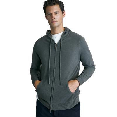 China Custom Made Good Quality Hooded Anti-wrinkle Zipper Cardigan Cashmere Cardigan Men With Zipper for sale