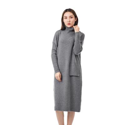 China Anti-Static Cashmere Dress Women Turtle Neck for sale