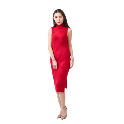 China Ribbed Anti-Static Custom Long Cashmere Dress Women Spring Summer 100% Sexy Casual Knit Wool Cashmere Dresses Women Lady for sale