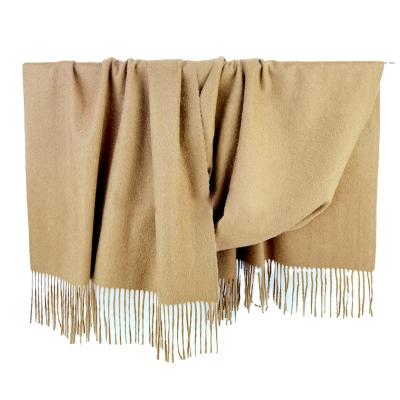 China soft & breathable & Anti Shrinkage Top Quality 100% Cashmere Wool Brushed White Fringe Throw Blanket for sale