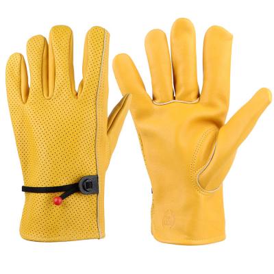 China Wholesale OEM Eco-friendly Logo Cowhide Leather Small Gardening Mechanical Gloves Work Safety Gloves for sale