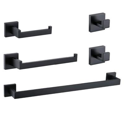 China Modern Wall Mounted Bathroom Toilet Paper Holder Black 304 Stainless Steel Towel Rack for sale