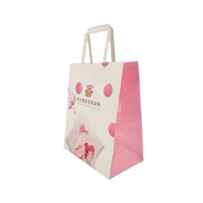 China Custom Recycled Materials Restaurant Food Delivery Take Out Tote Bag Design Your Own Logo Handle Caterer Carry Out Brown Kraft Paper Bag for sale