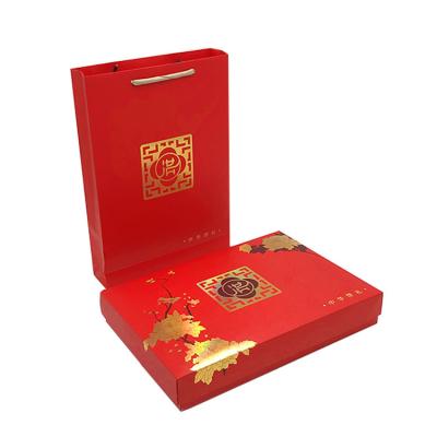 China New Products Recycled Materials Custom Logo Top Lid Gift Box With Bag Gold Stamping Boxes Packaging Products For Mid-Autumn Festival for sale